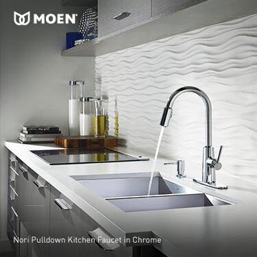 Moen Faucet shown Nori Pulldown Kitchen Faucet in Chrome
